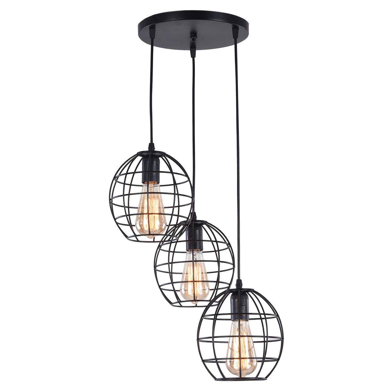 фото ЛЮСТРА ПОДВЕСНАЯ 3*60ВТ E27 MD.1703-3-P BK 