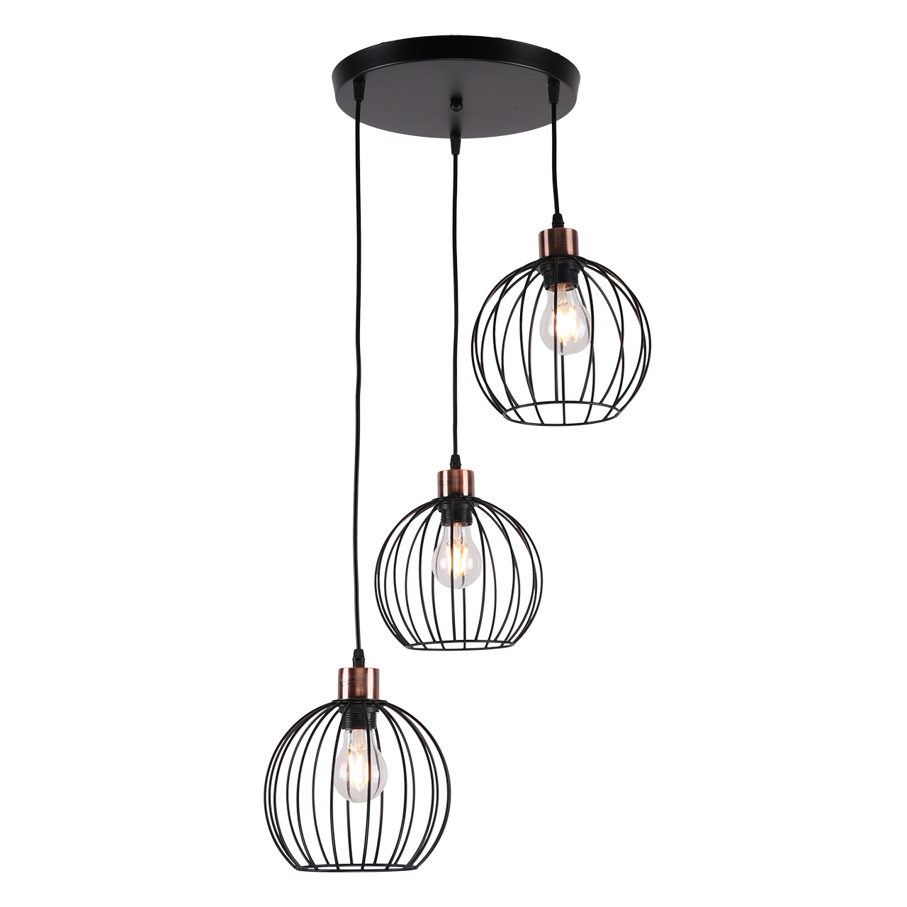фото ЛЮСТРА ПОДВЕСНАЯ 3*60ВТ E27 MD.0229-3-P BK 