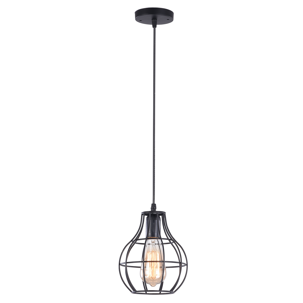 фото ЛЮСТРА ПОДВЕСНАЯ 1*60ВТ E27 MD.1705-1-P BK 